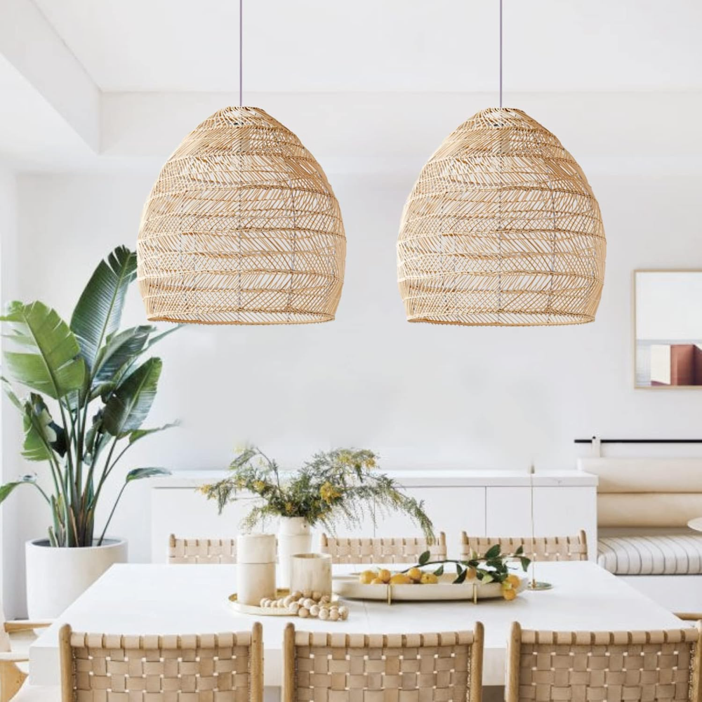 Wicker Pendant Shade - Rattan Woven Pendant Light Shades,Kitchen Island