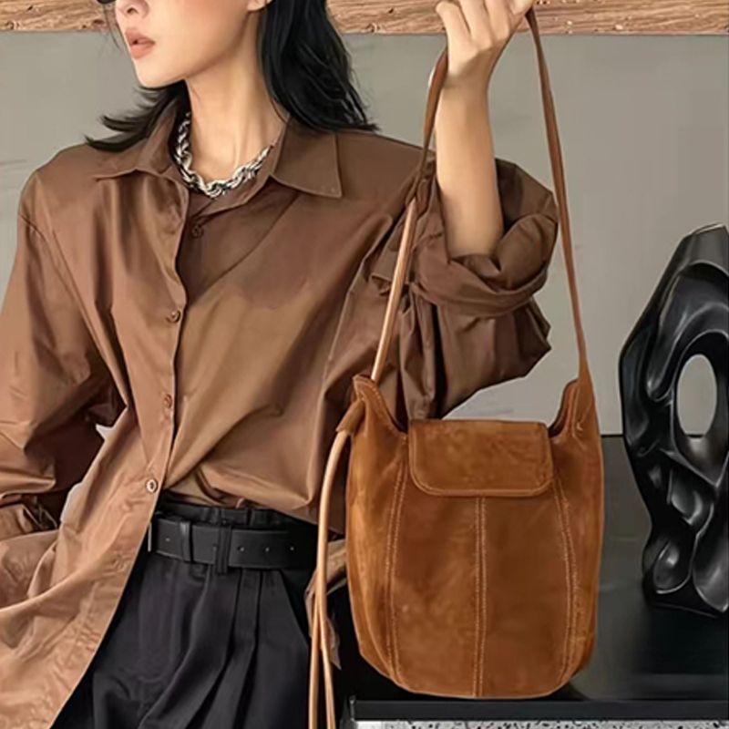 Frosted Suede Bucket Bag Pumpk - Interior Design High End review and price