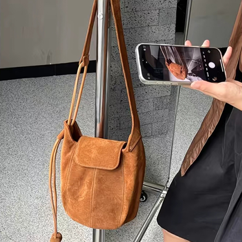 Frosted Suede Bucket Bag Pumpk - Interior Design High End review and price