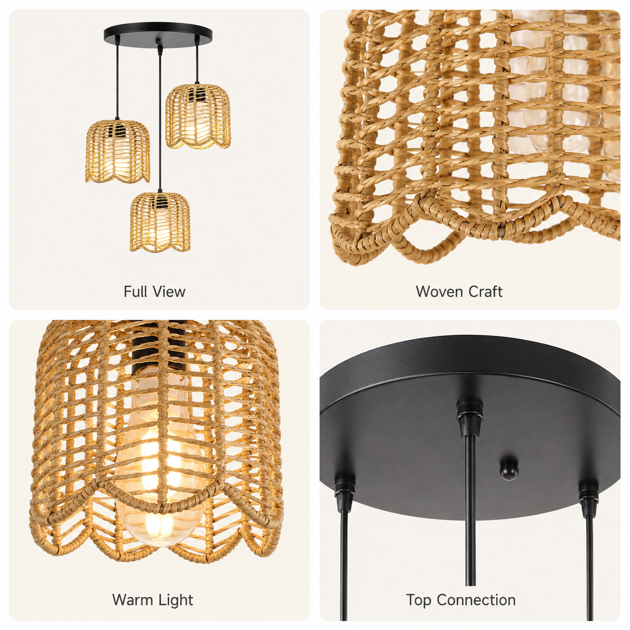 JOYINLED Farmhouse Hand Woven  - Wicker Pendant Shade review and price